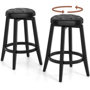 Costway - Set of 2 Bar Stools Kitchen Upholstered Counter Height Chair 360 °Swivel 66cm