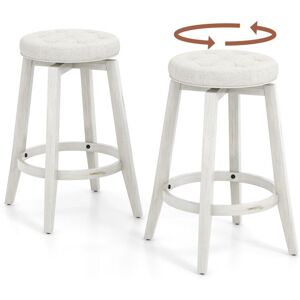 Costway - Set of 2 Bar Stools Kitchen Upholstered Counter Height Chair 360 °Swivel 66cm