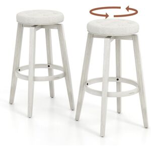 Costway - Set of 2 Bar Stools Kitchen Upholstered Counter Height Chair 360 °Swivel 76cm