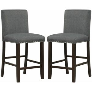 Costway - Set of 2 Bar Stools Linen Counter Height Chair Upholstered Kitchen Island Stool