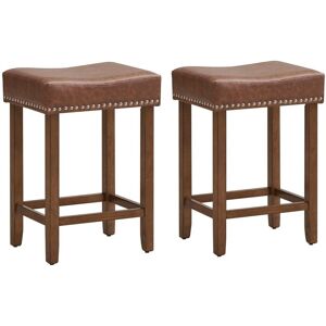 Costway - Set of 2 Bar Stools Upholstered Counter Height Saddle Stools pu Leather 60cm