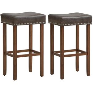 Costway - Set of 2 Bar Stools Upholstered Counter Height Saddle Stools pu Leather 74cm
