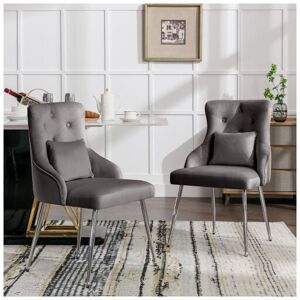 Dewdat - Set of 2 Button Pattern Dining Chair, Upholstered Armchair, Metal Leg Chairs, Modern Lounge Chair, Bedroom Living Room Chair with Lumbar