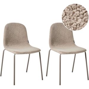 Beliani - Set of 2 Conference Chairs Boucle Upholstery Iron Legs Stackable Office Furniture Taupe Loma