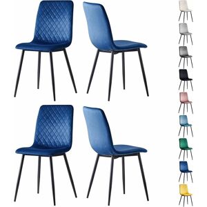 Mcc Direct - Set of 4 Designer Velvet Fabric Dining Chairs Metal Legs Lexi Chairs blue