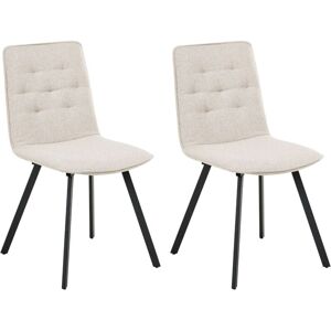 BELIANI Set of 2 Dining Chairs Armless Scandinavian Design Easy Clean Upholstery Light Beige Carver