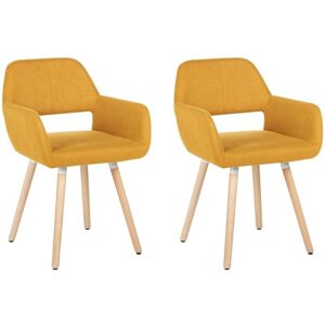 Beliani - Retro Vintage Kitchen Dining Accent Chair Set Upholstered Fabric Yellow Chicago