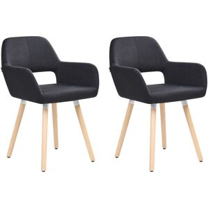 Beliani - Retro Vintage Kitchen Dining Accent Chair Set Upholstered Fabric Black Chicago