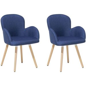 Beliani - Retro Upholstered Chair Set Dining Room Kitchen Wooden Legs Blue Brookville