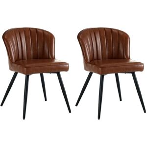 WAHSON OFFICE CHAIRS Modern Dining Chairs Set of 2 in pu Leather Side Chairs with Shell Designed Backrest for Kitchen Living Room Restaurant, Brown, Wahson