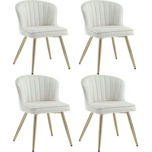 Wahson Office Chairs - Modern Dining Chairs Set of 4 in Velvet Side Chairs with Shell Designed Backrest for Kitchen Living Room Restaurant, Beige,