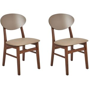 Beliani - Set of 2 Dining Chairs Light Brown Seat Dark Wood Frame Amery