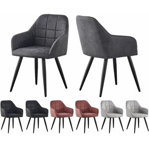 Mcc Direct - Set of 2 Faux Matte Suede Leather Dining Chairs Accent home & restaurants Adrian dark grey