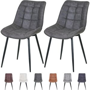 Mcc Direct - set of 2 Faux Matte Suede Leather Dining Chairs with Padded Seat and Metal Legs alba grey