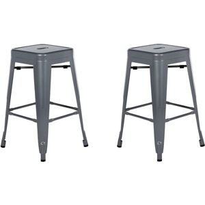 Beliani - Set of 2 Modern Steel Dining Room Living Room Steel Bar Stools 60 cm Grey Cabrillo