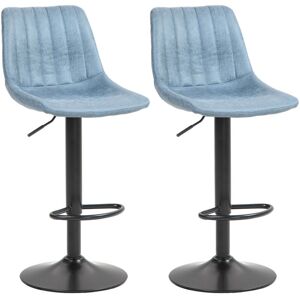 Homcom - Adjustable Bar Stools Set of 2 Counter Height Barstools Dining Chairs 360° Swivel with Footrest for Home Pub Blue