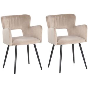 BELIANI Set of 2 Dining Chairs SANILAC Velvet Taupe