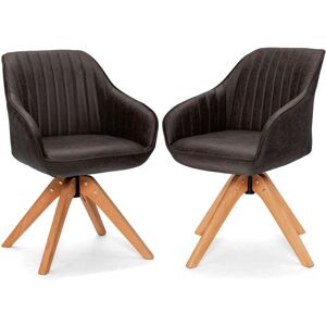 COSTWAY Modern Swivel Accent Chair Set of 2 Ergonomic Armchairs Desk Chairs-Coffee