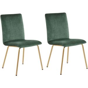 Beliani - Modern Set of 2 Velvet Dining Chairs Armless Gold Metal Legs Green Rubio