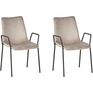 BELIANI Set of 2 Velvet Dining Chairs Retro Living Room Upholstered Taupe Jefferson