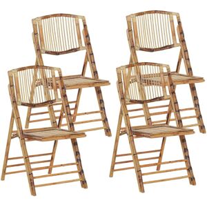 BELIANI Set of 4 Dining Chairs Folding TRENTOR Bamboo Wood Natural
