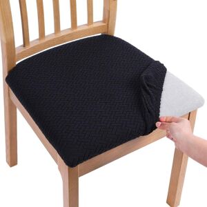 ZVD Set of 4 Dining Chair Seat Covers, Stretch Jacquard Dining Chair Slipcovers with Buckle for Dining Room Kitchen, Black