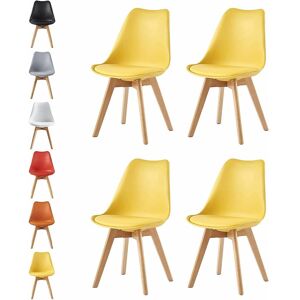 Mcc Direct - Set of 4 Dining Chairs Designer Side Chairs Wooden Home Office Commercial eva yellow