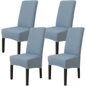 LINGHHANG Set of 4 Dining Room Chair Covers (Grey and Blue), Stretch Chair Cover, Universal Large Chair Cover, Easy to Clean for Dining Room Living Room Decor