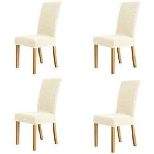 Set of 4 thick beige chair covers, suitable for various settings: home, hotel, restaurant, office. Ymyny