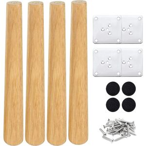 HÉLOISE Set of 4 Wooden Furniture Legs 25 cm Bed Leg Right Coffee Table Leg Kitchen Furniture Legs Walnut Finish with Installation Accessories for Armchair,