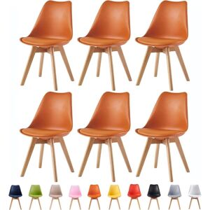 MCC DIRECT Set of 6 Dining Chairs Designer Side Chairs Wooden Home Office Commercial EVA ORANGE