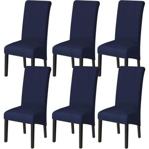 Linghhang - Set of 6 Dining Room Chair Covers (Navy Blue), Stretch Chair Covers Universal Large Chair Covers Washable, Easy to Clean for Dining Room