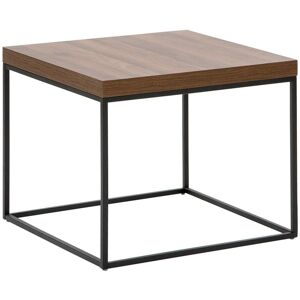 Beliani - Modern Square Side Table Dark Wood Top Metal Base Industrial Black 60 x 60 cm Delano