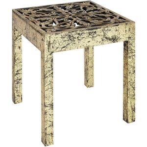 Beliani - Side Table Mango Wood Carved Pattern Square Oriental Gold Black 40 x 40 cm Palasi