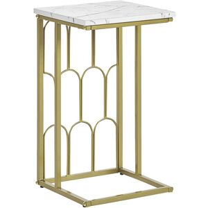 Beliani - Modern Side Table Metal Legs Marble Effect Square Top White with Gold 30 x 30 cm Pandale