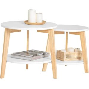 Sobuy - Set of 2 Side Tables Coffee Tables Nesting Tables, FBT75-W