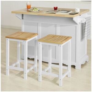 Sobuy - Set of 2 Wooden Kitchen Breakfast Bar Stool, Kitchen Stool Dining Stool Bathroom Stool,FST29-WNx2