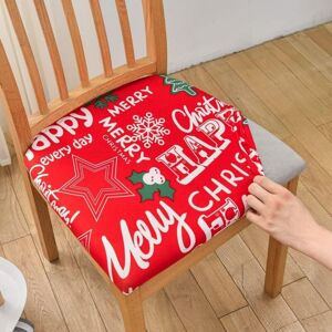 SOLLBRY Chair Seat Covers, 2 Pack Stretch Chair Covers Washable Universal Removable Chair Seat Covers for Dining Room, Hotel, Banquet (Merry Christmas)