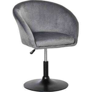 Homcom - Swivel Bar Stool Fabric Dining Chair Dressing Stool Tub Seat Adjustable Height Grey