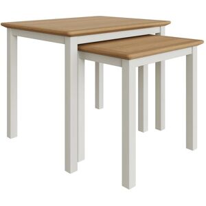 Fwstyle - Nest of Tables Linen Cream Oak Veneer Coffee Table Assembled