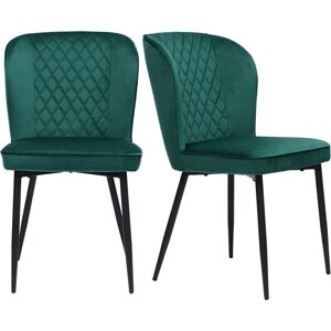 DEWDAT Velvet dining chair (2 pcs), dark green, Modern Vanity Chair Kitchen Accent Occasional Chair with Metal Legs for Dining Room Living Room,upholstered
