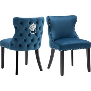 Wahson Office Chairs - Dining Chairs 2Pcs in Velvet Upholstered Leisure Chairs with Wood Legs for Kitchen Living Room Restaurant, Blue, Wahson