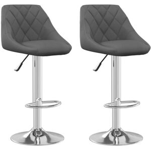 Bar Stool 2 Pcs Dark Grey Velvet vidaXL