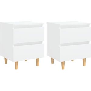 Vidaxl - Bed Cabinets with Solid Pinewood Legs 2 pcs White 40x35x50 cm