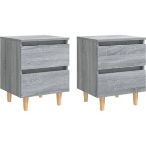Vidaxl - Bed Cabinets with Solid Wood Legs 2 pcs Grey Sonoma 40x35x50 cm