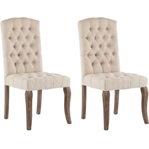 Dining Chairs 2 pcs Beige Linen-Look Fabric Vidaxl