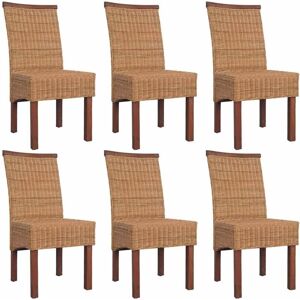 Vidaxl - Dining Chairs 6 pcs Brown Natural Rattan