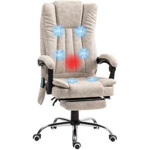 Vinsetto - 6-Point Vibrating Heat Massage Chair w/ Microfibre Upholstery Cream