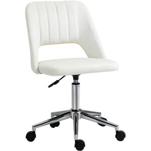 Vinsetto - Mid-Back Swivel Home Office Chair Scallop Computer Chair Cream White
