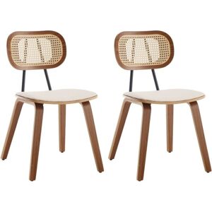 WAHSON OFFICE CHAIRS Dining Chairs Set of 2 in pu Leather Seat Kitchen Side Chairs with Wood Lges for Living Room Restaurant, Beige, Wahson